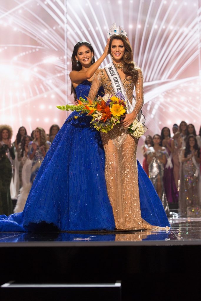 Miss Universe 2015, Pia Wurtzbach crowns Iris Mittenaere, Miss France 2016 the new Miss Universe at the conclusion The 65th MISS UNIVERSE® Telecast airing on FOX at 7:00 PM ET live/PT tape-delayed on Sunday, January 29 from the Mall of Asia Arena. The new winner will move to New York City where she will live during her reign and become a spokesperson for various causes alongside The Miss Universe Organization.